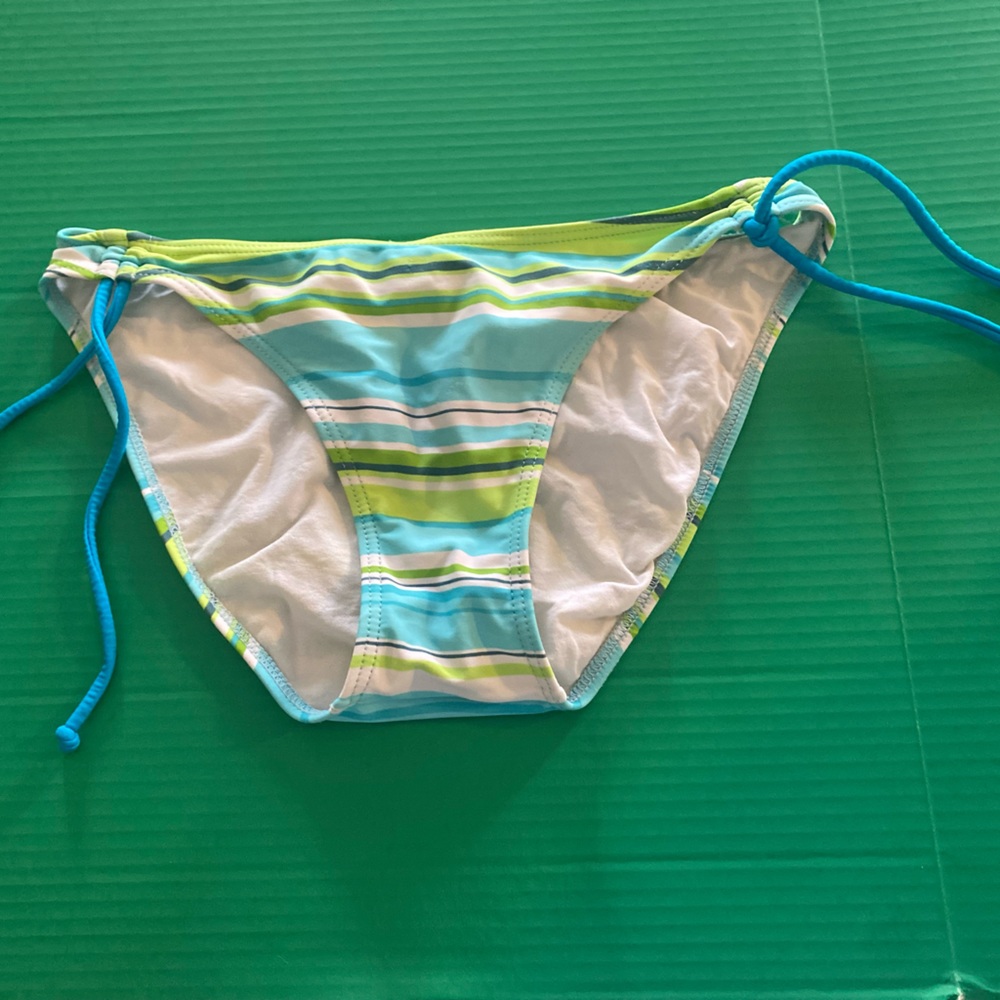 Women Bikini Bottom Striped Blue and Green